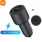 Автомобильное зарядное устройство Xiaomi 100 Вт QC 5 в 3A Быстрая зарядка USB-A USB-C двойной порт выход USB беспроводной для iPhone Samsung Huawei Xiaomi phone
