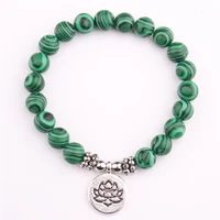 fashion charm colorful beads balance bracelets jewelry for women metal lotus pendant natural stone chakra bracelet men female