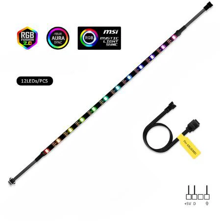Addressable RGB светодиодные ленты цифровой свет ws2812b материнская плата использовать для ЦП блок GPU 5 в 3PIN A-RGB свет для DIY аура Синхронизация в M/B - Испускаемый цвет: 1x12led strip set