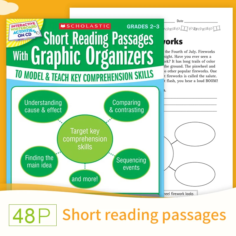 

Школьные короткие проходы для чтения с графическими органайзерами, рабочие листы для обучения английским словам, Детские учебники для чтения