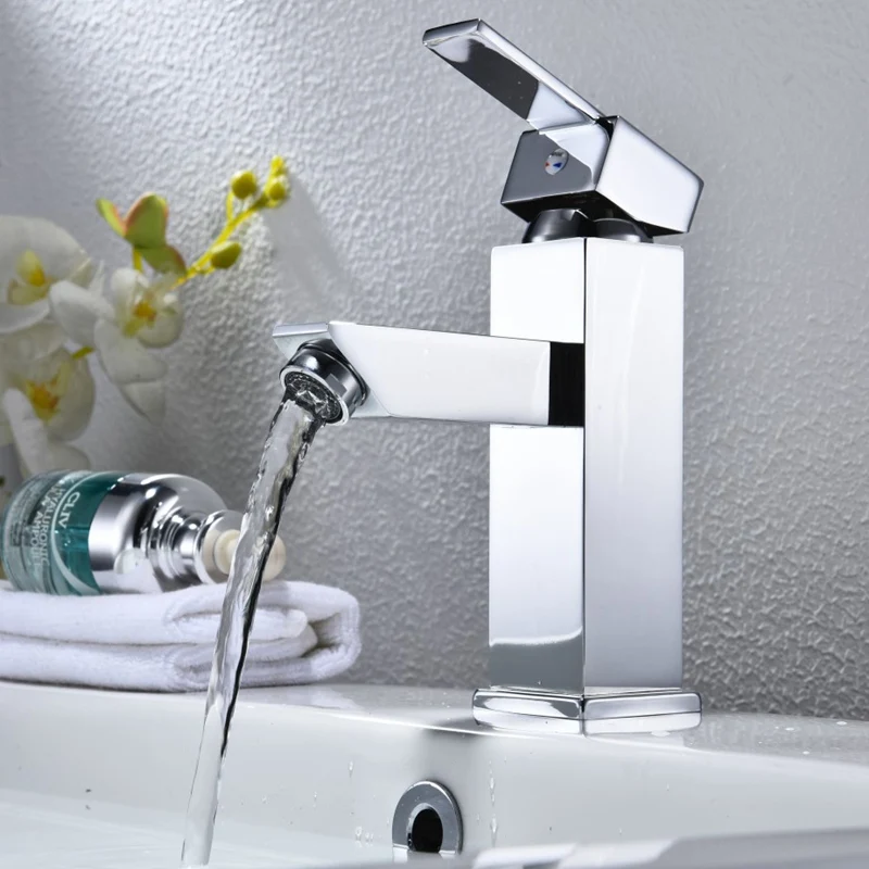 Newly Bathroom Basin Sink Faucet Waterfall Chrome Polish Single Handle Hole Mixer Tap Deck Mounted Solid Brass | Обустройство дома