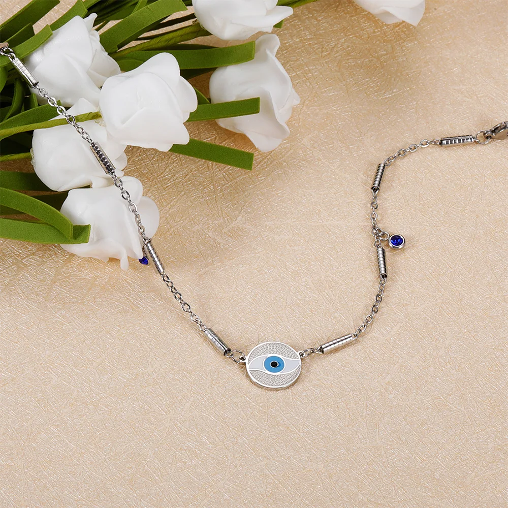 

Bohemian Multi Layered Beaded Ankle Bracelet for Women Men Leg Chain Blue Gem Decor Evil Eye Pendant Anklet Summer Beach Jewelry