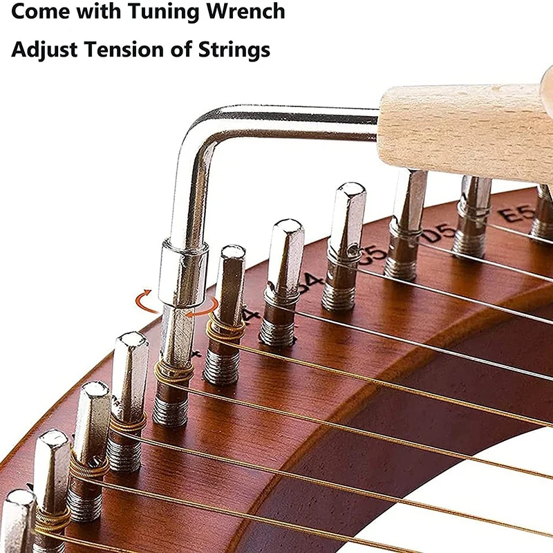 

Lyre Harp,19 String Wood Lye Harp,19 String Lyre Unique Patterns Carved Phonetic Symbols,for Music Lovers Beginners,Etc