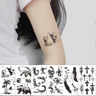 Водостойкие временные татуировки с черными линиями, цветы, перо, животные, тотем, женские руки, ноги, модные татуировки для боди-арта, наклейки, оптовая продажа