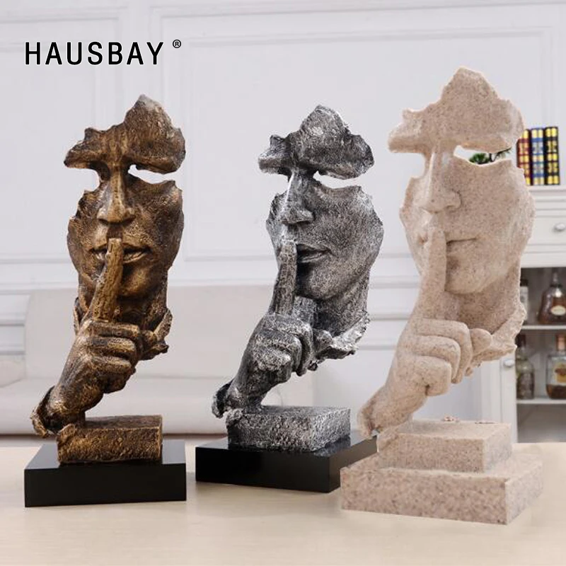 Креативный дом художественное оформление статуя Тишина Золотой мыслитель