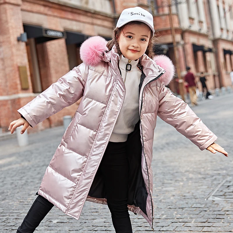 Fashion Children's Down Jacket Warm Waterproof Girl Parkas Coat Fur Kid Teenager Thickening Outerwear For Winter -30degree | Мать и