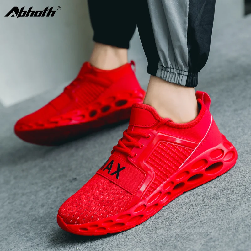 

Abhoth Men Shoes Mesh Breathable Non-slip Hollow Elastic Rubber Sole Sneakers Men Size 48 Mens Running Shoes Zapatillas Hombre