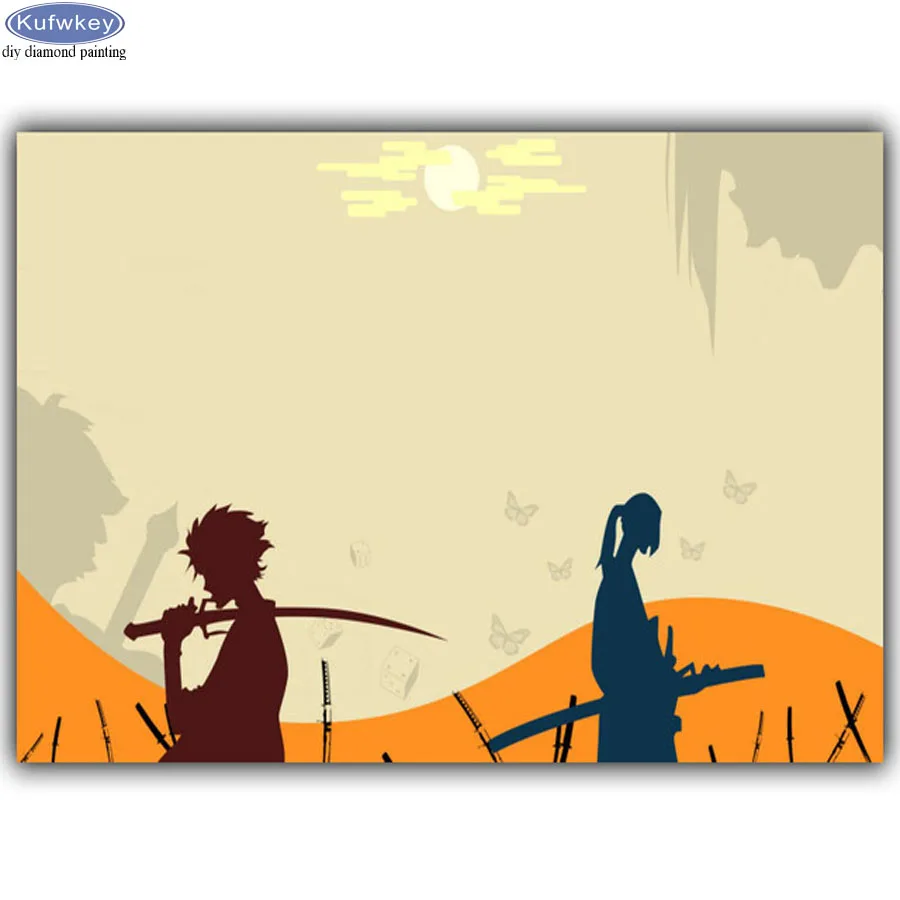 DIY алмазная живопись мультфильм японский самурай Алмазная Вышивка Полный