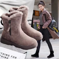 women snow boots 2021 new flock winter warm shoes thick platform fashion black female booties non slip casual ladies short boots