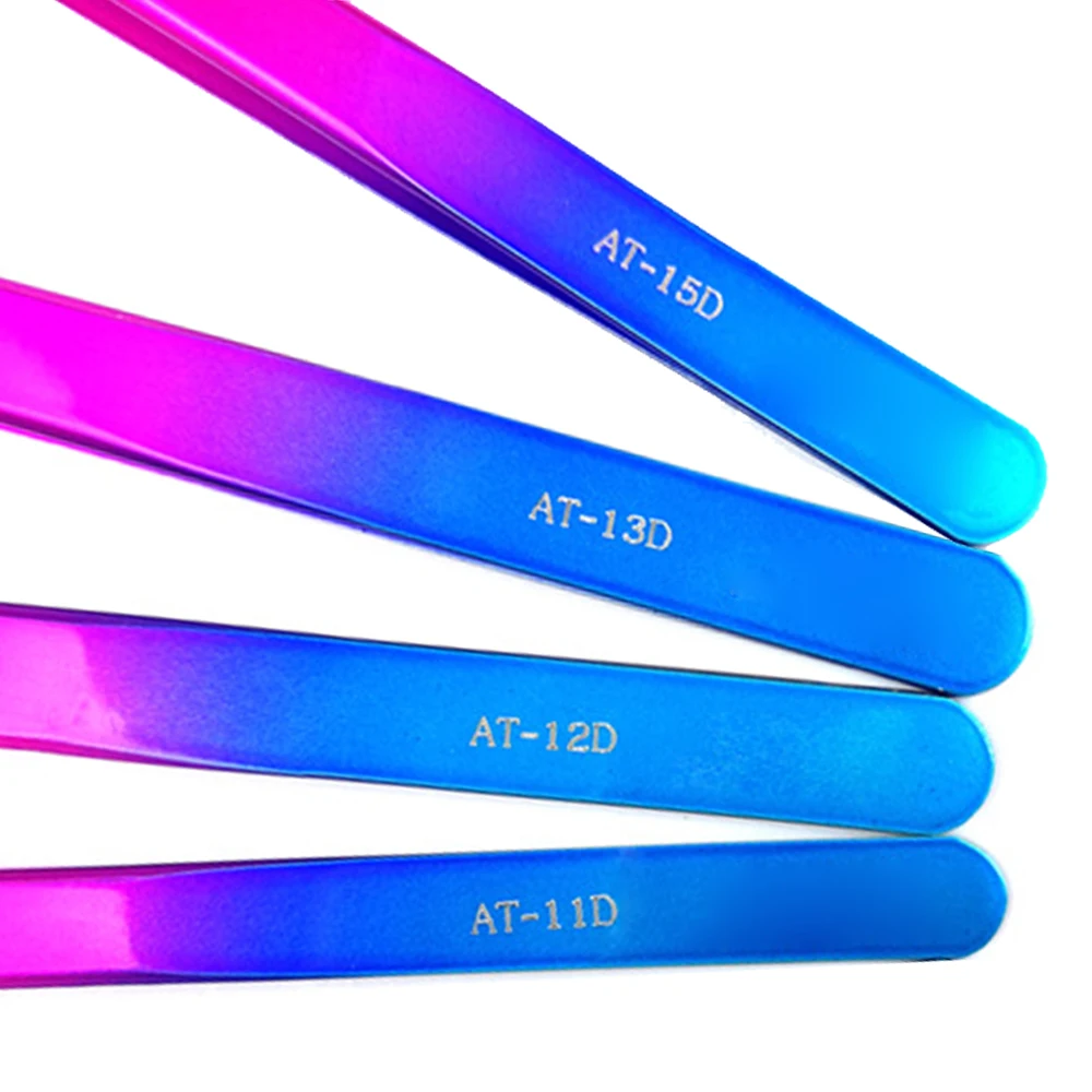 

4pcs Curved Straight Tweezers Rainbow Eyelash Extension Nails Decor Picker Dead Skin Remover Manicure Makeup Nail Tools