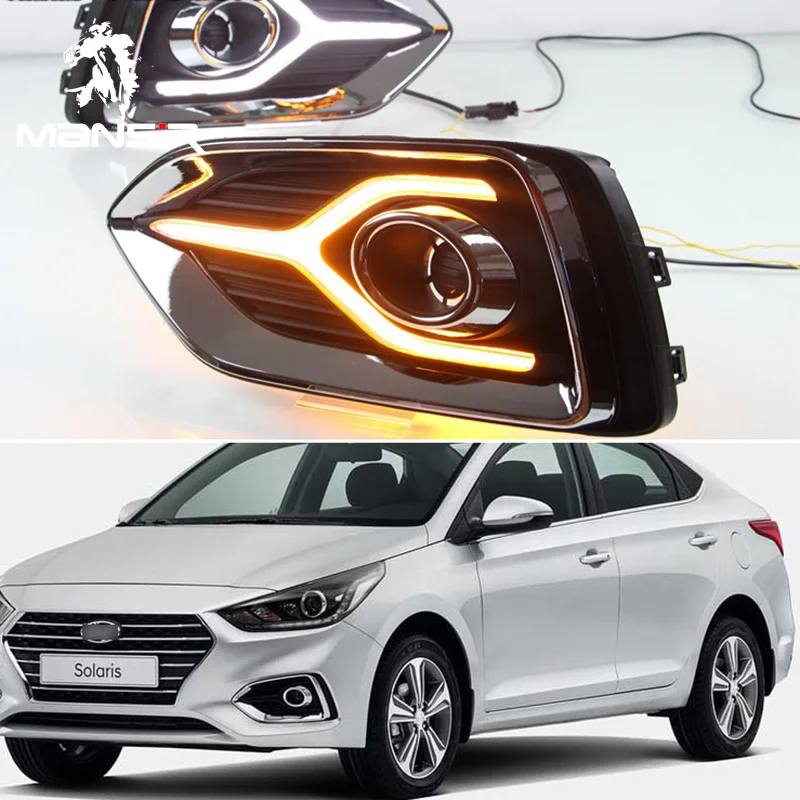 Дневные ходовые огни для Hyundai Solaris Accent 2017 2018 2019 светодиодсветодиодный дневные