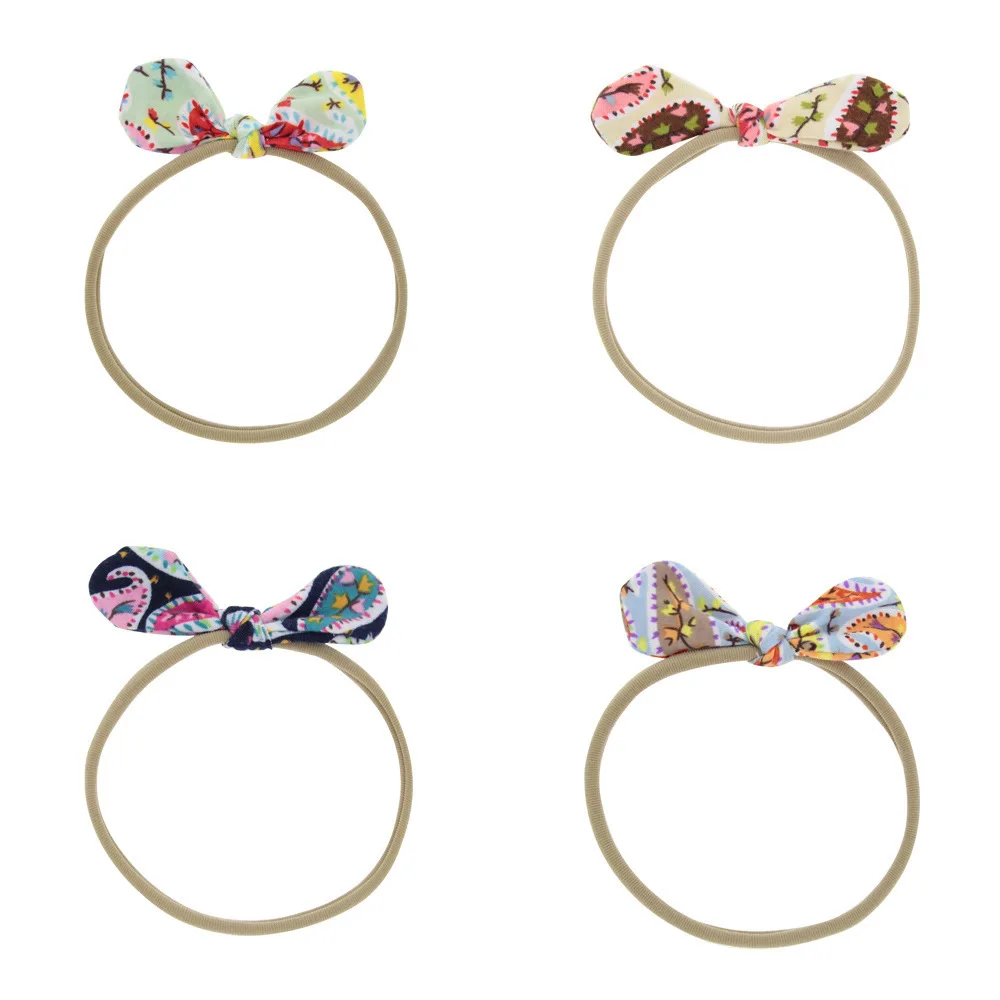 

Floral Knotted Bow Headband Rabbit Ears Hairband Newborn Baby Girl Headband Elastic Hair Band Children Hair Accessories Dropship