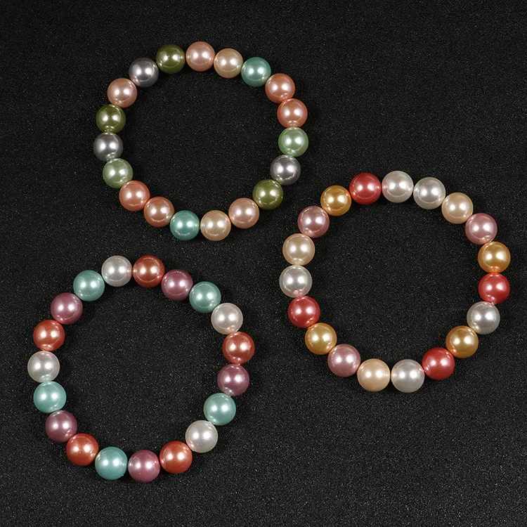 Натуральный браслет из бисера женский простой смешанный цветный бусины подарки
