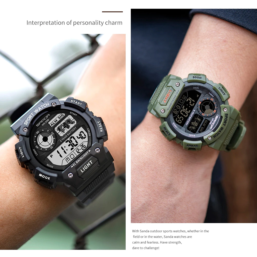 SANDA 2021 Для мужчин наручные часы спортивные военные многофункциональные