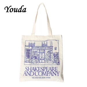 Youda простая Женская Холщовая Сумка, Повседневная Большая вместительная сумка с принтом, модные сумки через плечо, переработанная Сумка-тоут для покупок