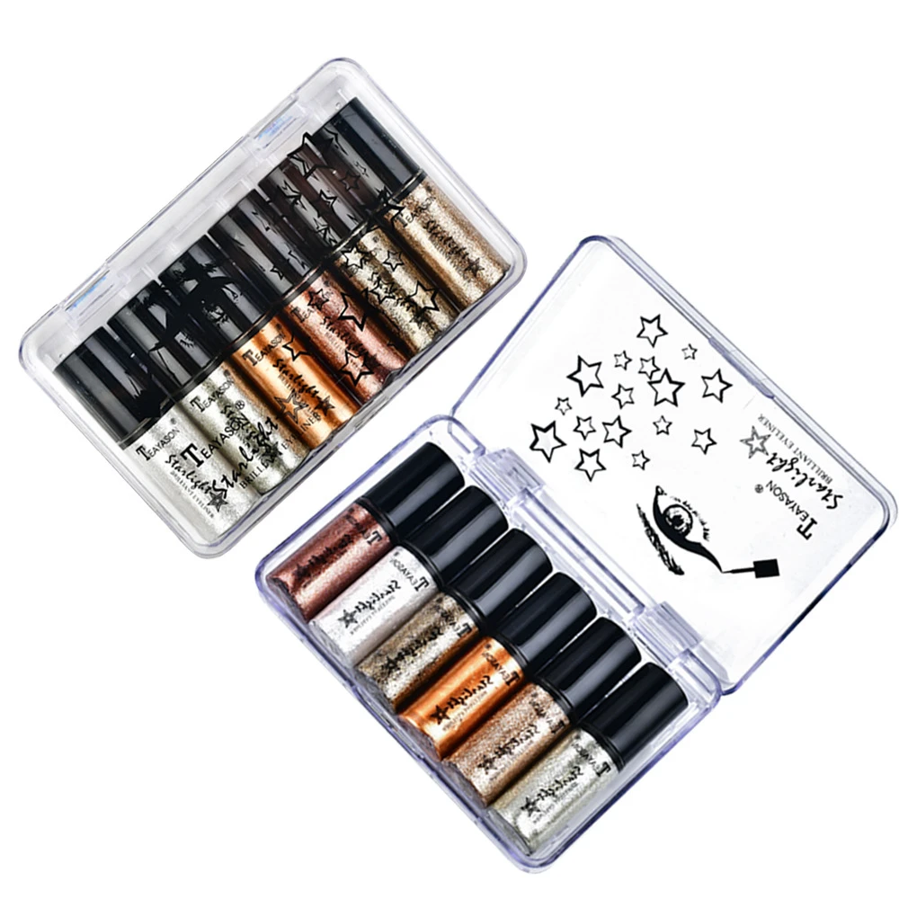 6 шт./компл. подводка для глаз серебристого розового и золотого цвета жидкая