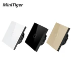 Сенсорный выключатель MiniTiger Европейскогобританского стандарта, сенсорная панель из белого хрустального стекла, 1 клавиша, 1 канал, настенный выключатель с сенсорными функциями