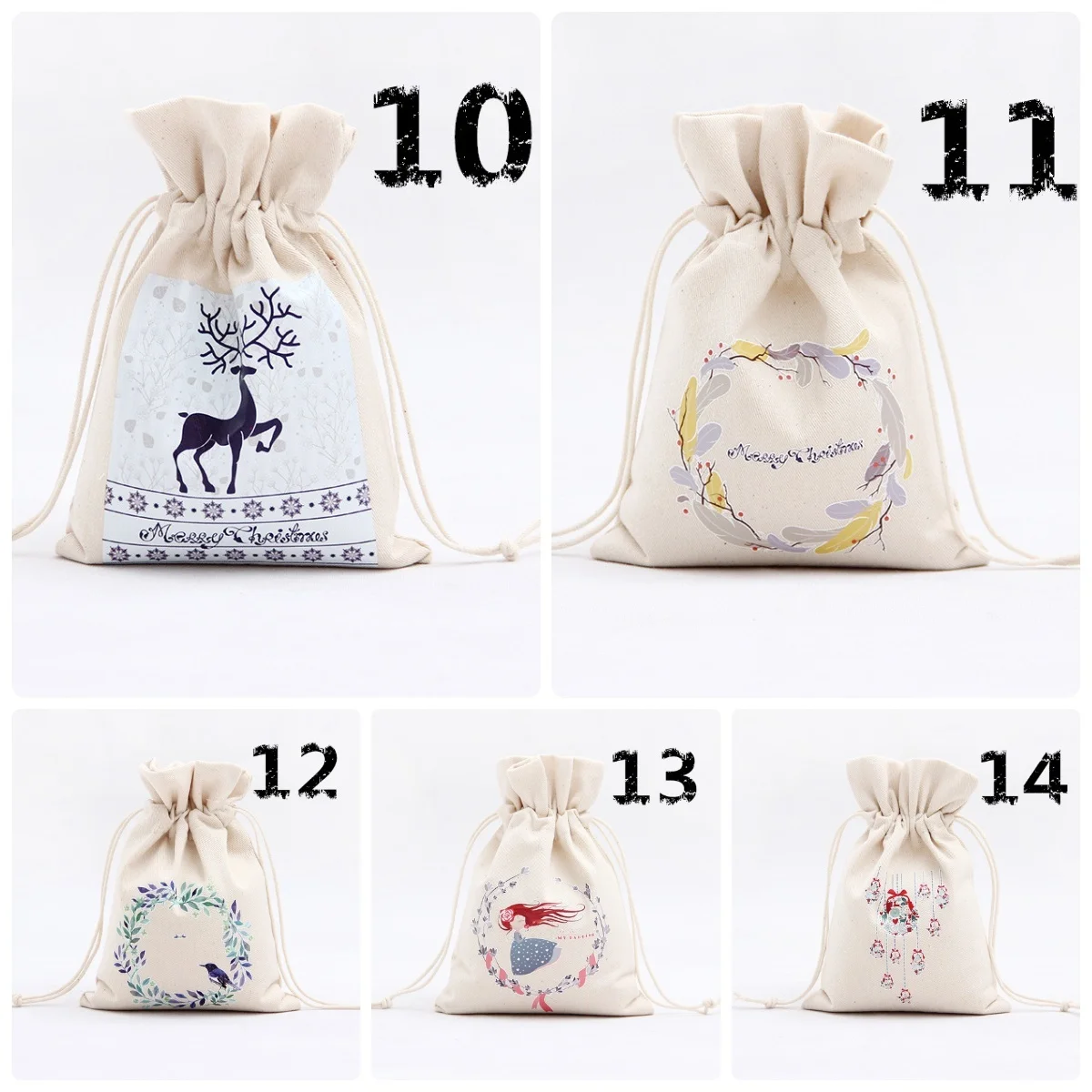 Маленькая Холщовая Сумка для хранения Санта Клауса Подарочная сумка конфет