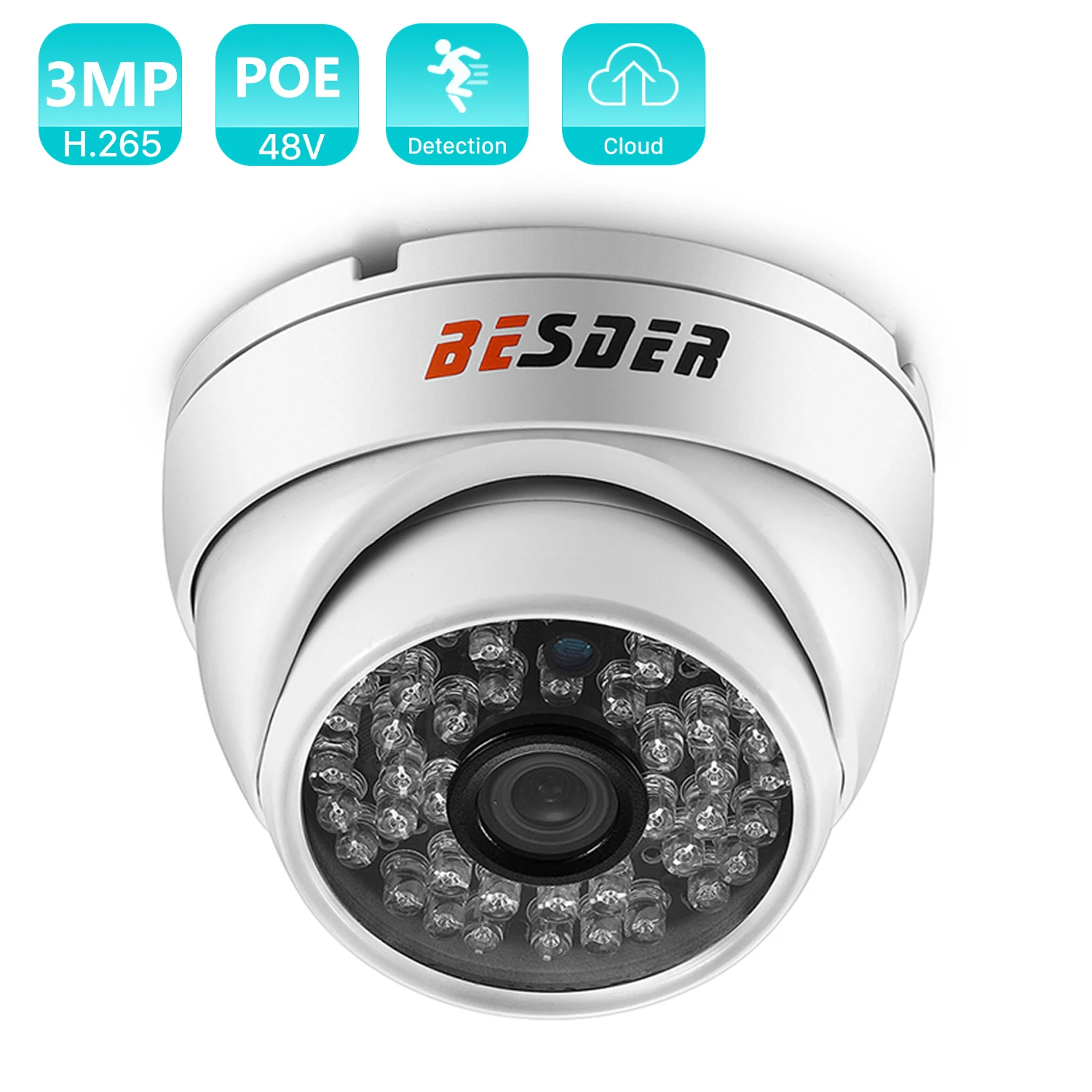 

H.265 3MP 2MP Vandal-proof IP Camera Outdoor P2P RTSP 30M Night Vision CCTV Security Camera DC12V 48V POE Optional
