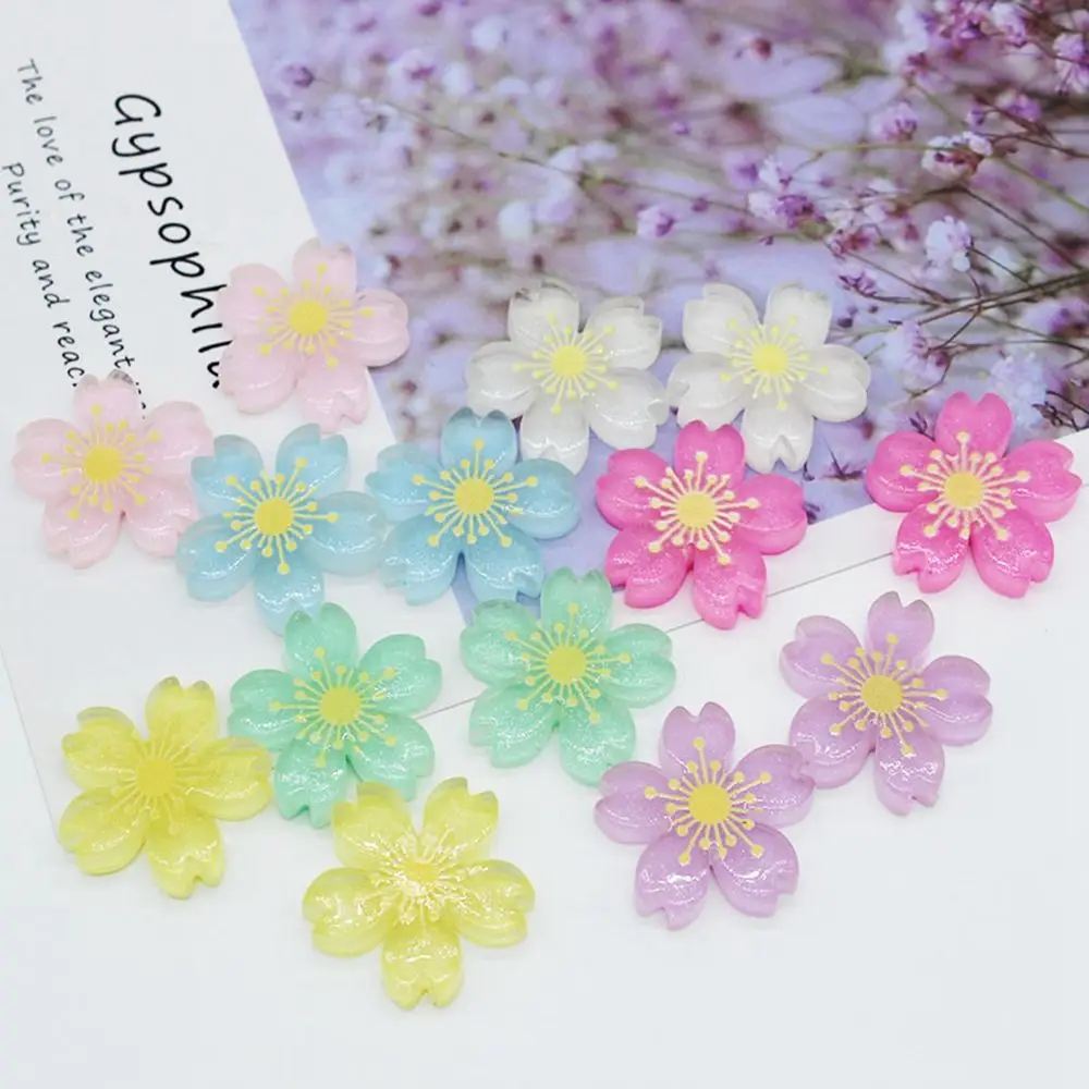 

20Pcs DIY Mix Color Cherry Blossoms Resin Flatback Embellishment Accessories Scrapbooking Crafts Phone Decoration 26mm