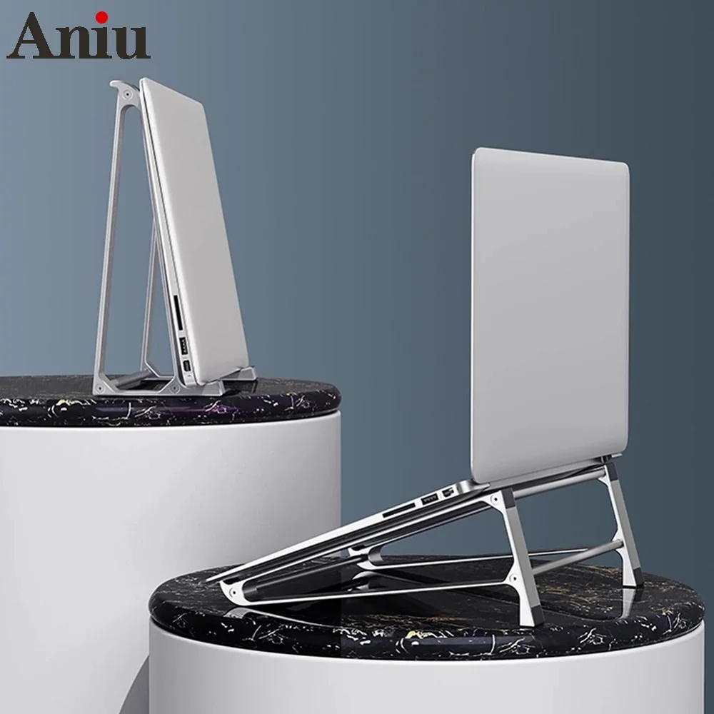 

2 In 1 Aluminium Alloy Vertical Storage Laptop Stand Desktop Tablet Holder Desk Mobile Phone Stand For IPad Macbook Pro Notebook