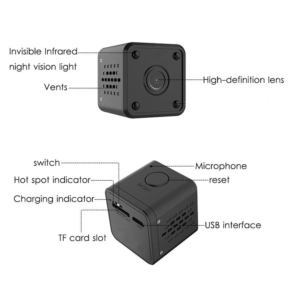 

WIFI Mini IP Camera HDQ9 Night Vision Motion Detect 1080P HD Mini Camcorder Loop Video Recorder Built-in Battery Body Cam r20
