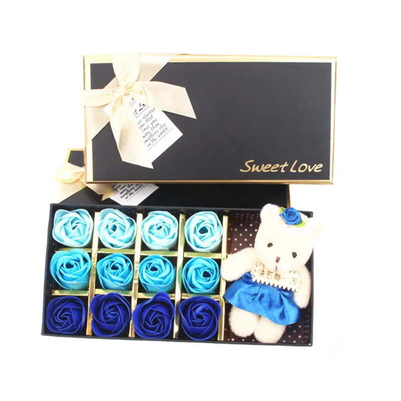 

Romantic Rose Soap Flower with Little Bear Great for Valentine's Day Mother Gifts Wedding DSS899