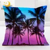 BlessLiving Palm Trees Cushion Cover Tropical Leaf Pillow Case Miami Beach Sunset Decorative Throw Pillow Cover 3D Funda Cojin 1