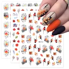 Переводные наклейки для ногтей, Осенние кленовые листья, наклейки из фольги для ногтей, художественное оформление ногтей