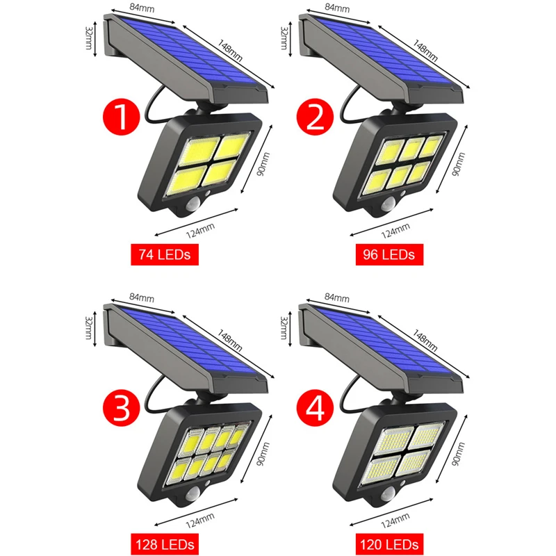 

128LED COB Solar Powered Wall Light Outdoor Waterproof Motion LED Solar Lamp For Park Courtyard Fence Garden Decoration Lamp