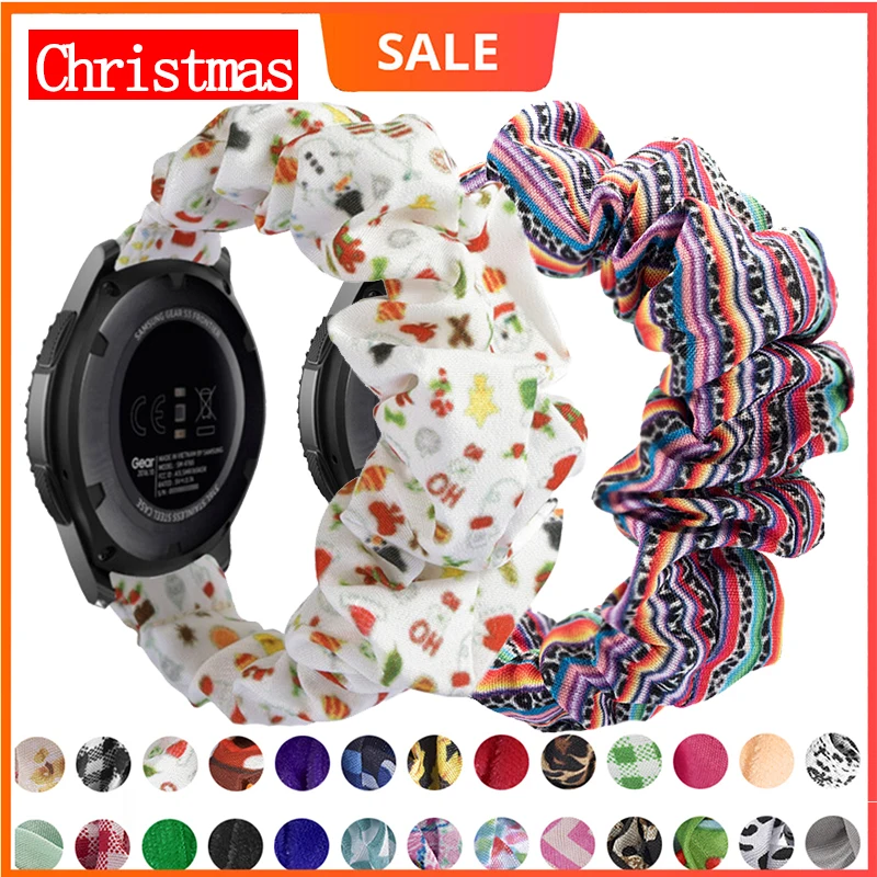 

20 22mm Scrunchie Elastic Watch band For samsung galaxy watch 46 active2 for huawei watch GT2 for galaxy watch 3 41/45 Christmas