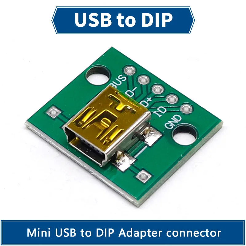10 шт. адаптер Mini USB для DIP-адаптера 5-контактный женский разъем искусственная
