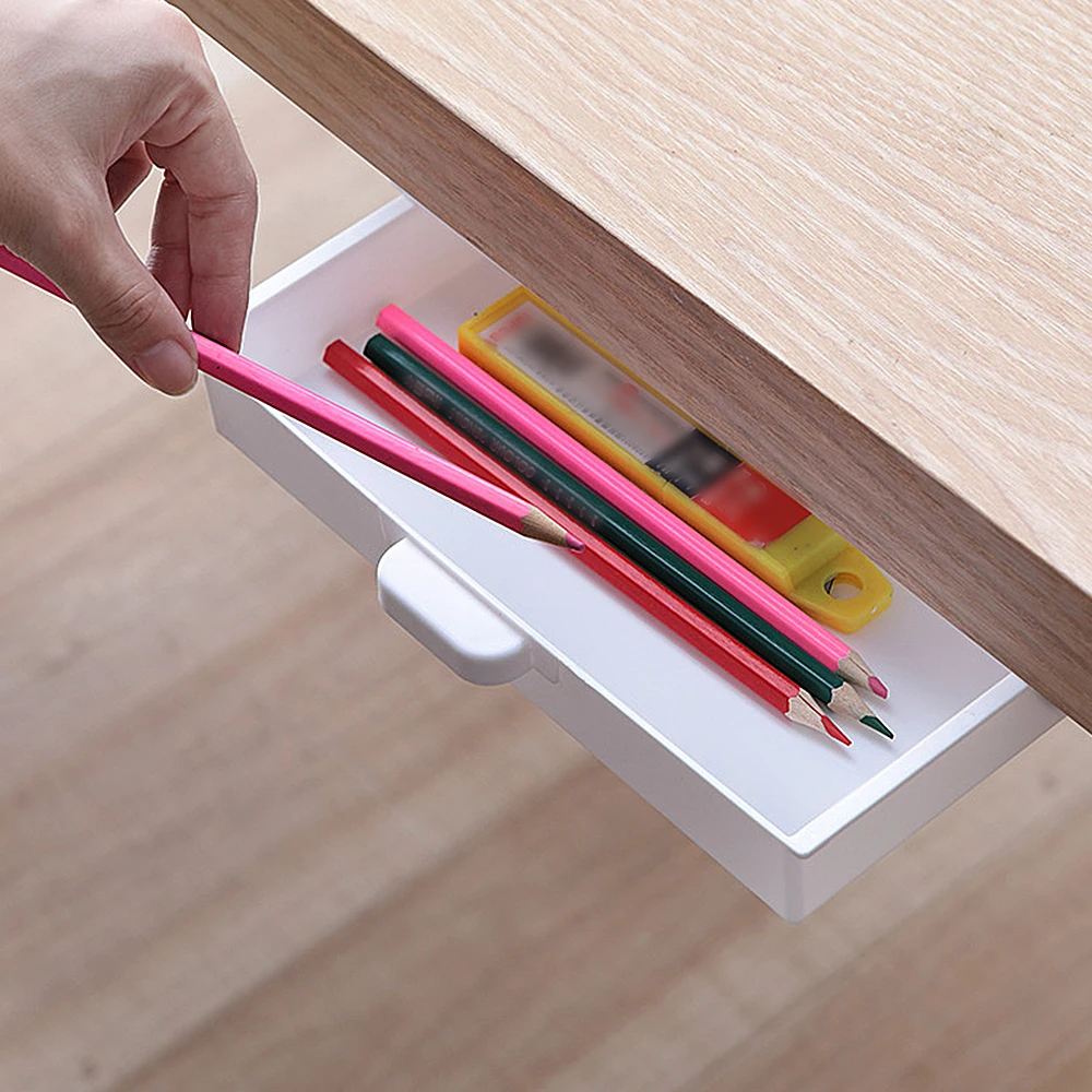 Самоклеящийся пластиковый контейнер для хранения Пеналы ящики под столом