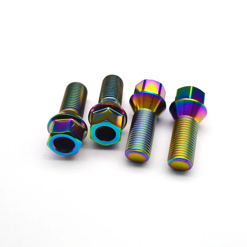 

Ti Bolt Racing Car Wheel M14x28mm M14x35mm M12 Flange Titanium Bolt for Car DIY Ti Color Hexagon Ti screws fasteners 16pcs