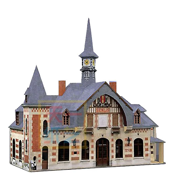 Европейский здание железнодорожной станции небольшие строительные 3D Бумага