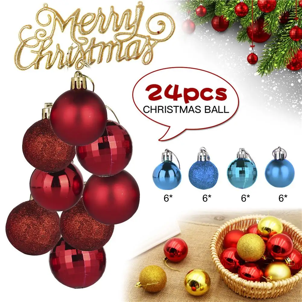 24 шт./лот 6 см Рождественская елка подвесной шар цветной окрашенный
