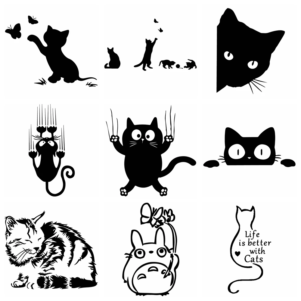 

Cute Cat Car Stickers Wrap Vinyl Cars Window Body Decoration To Cover Scratches Motorcycle Decal Stickers 12cm*21cm