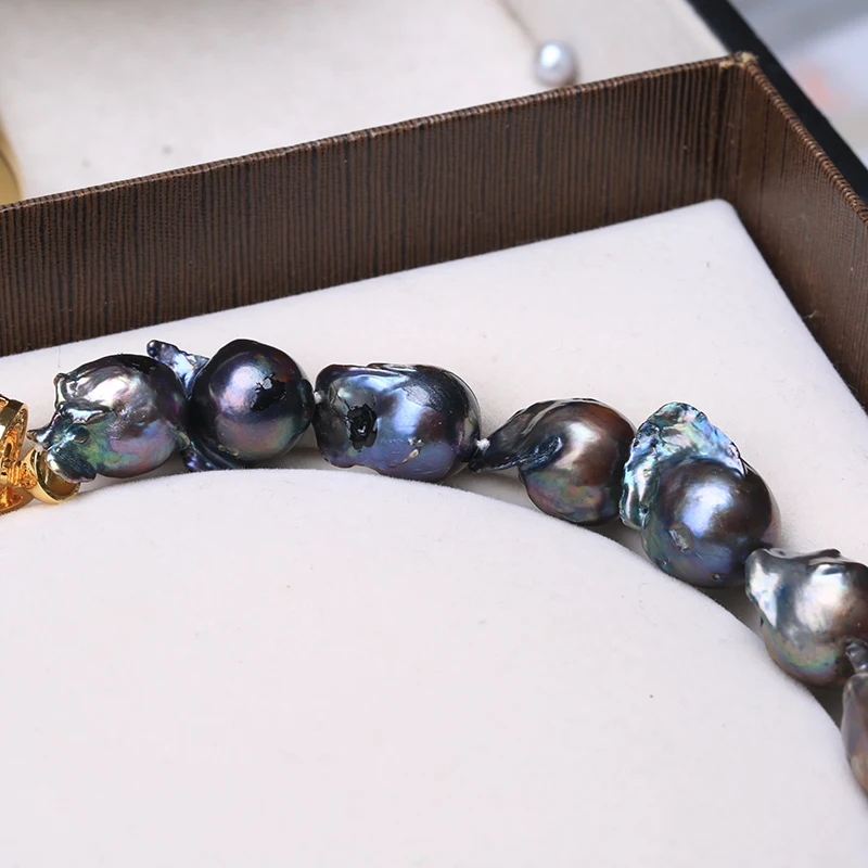 Цепочка из натурального черного барочного жемчуга чокер длинное ожерелье 45/50/55 AA