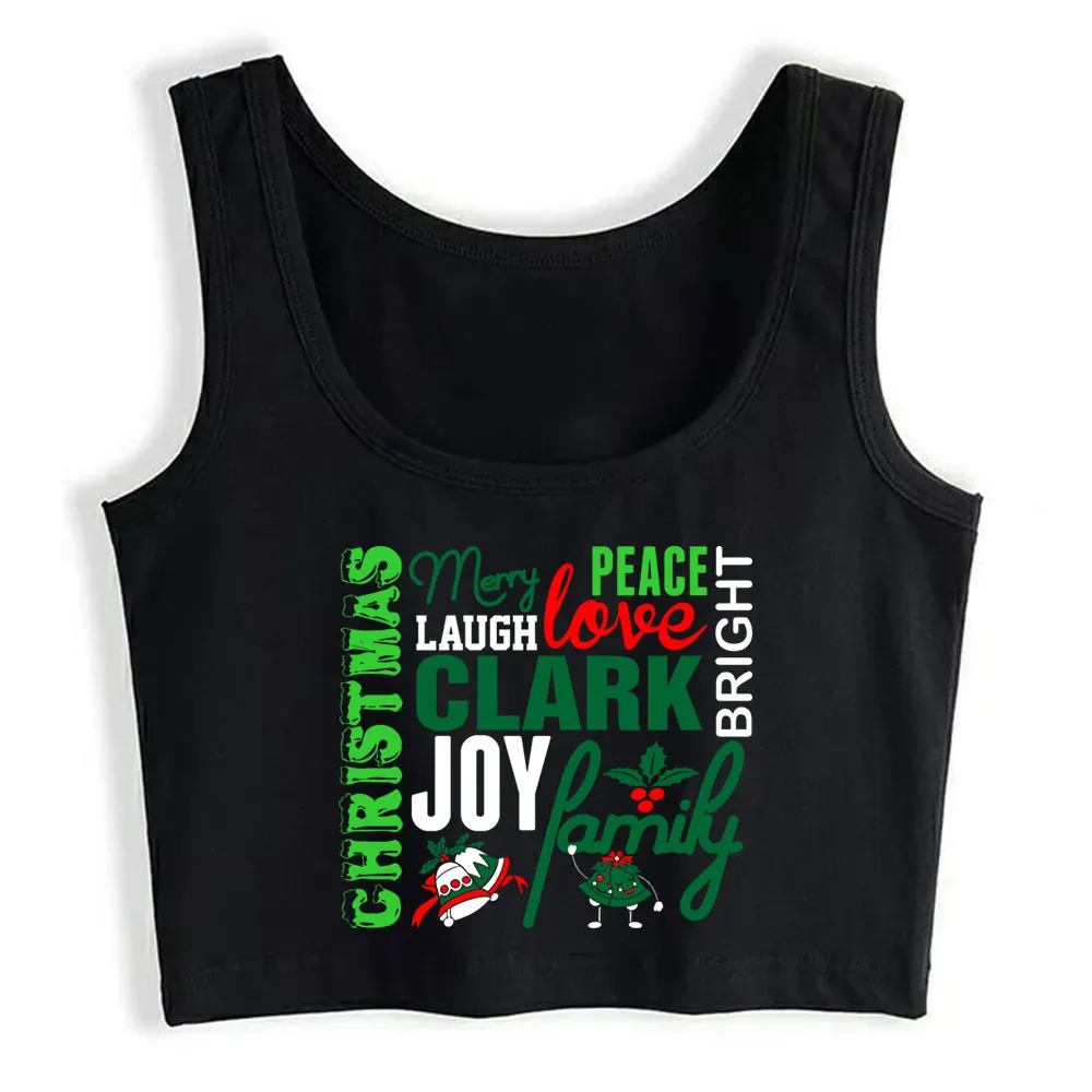 

Crop Top Female Merry Christmas Clark Family Cool Black Print Tops Women