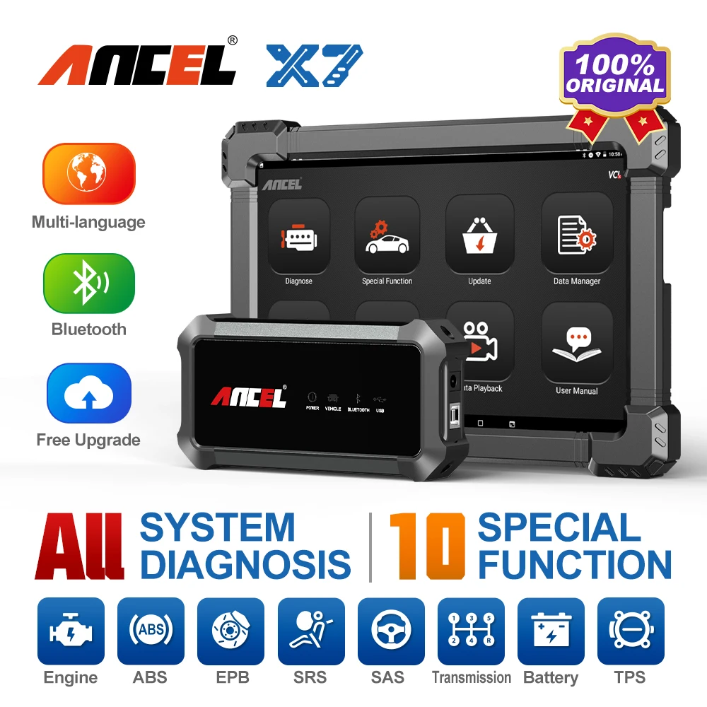 

ANCEL X7 OBD2 Car Full System Diagnostic Tool 10 Reset Service Code Reader Scanner Mult-language Professional Automotive Scanner