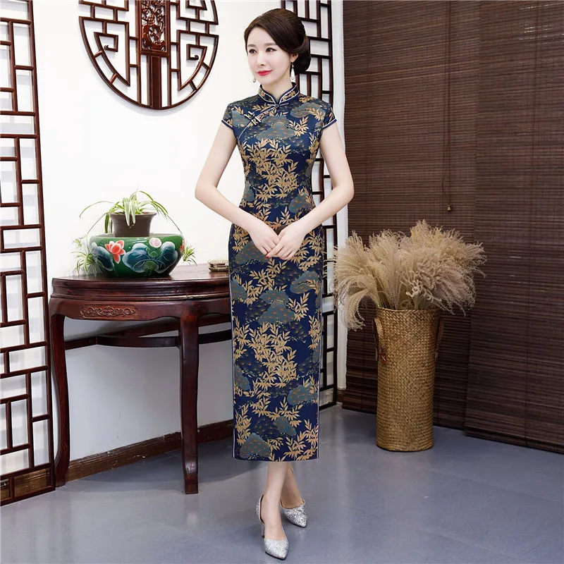 Летнее винтажное женское сексуальное тонкое платье-Чонсам Vestidos с коротким рукавом Ципао традиционная китайская одежда размера плюс M-4XL