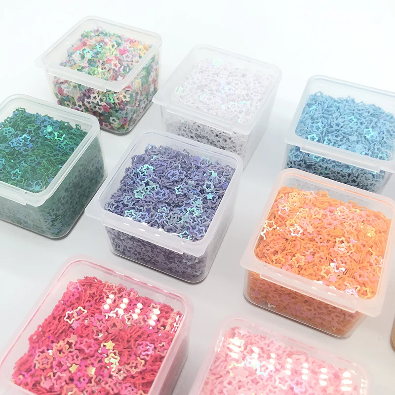 Пайетки россыпью 12 г/коркорт. Полые звездочки форма Сделай Сам ПВХ плоский дизайн