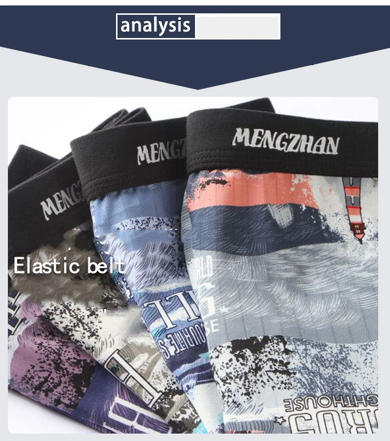 8 Pieces Men's Underwear Printed Boxing Underwear Men's Boxing Underwear Men's sexy Fashion Shorts L-4XL