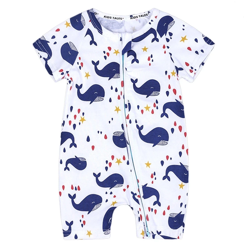 

Toddler Infant Baby Boys Cartoon Whale Print Short Sleeve Romper Summer Jumpsuit Set Baby Clothes
