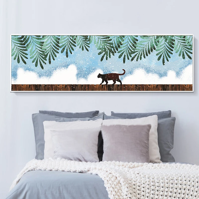 Настенная Картина на холсте с изображением леса лисы оленя грибов скандинавские