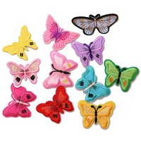 2 pcs colorful butterfly icon embroidered iron on patches for clothing diy stripes clothes patchwork stickers custom badges