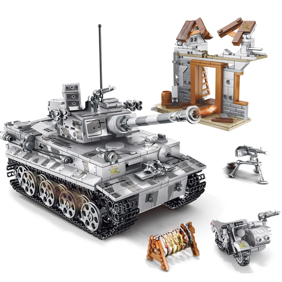 

SEMBO Military German Tiger Tank 3D Model Building Block Set WW2 Soldiers Tanks War Army Soldier Mini Diamond Bricks Toy for Boy