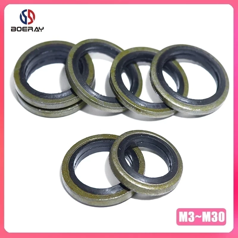 M5 M6 M8 M10 M12 m16 M20 to M30 Combined NBR Metal Washer High Pressure Hydraulic Pipe Seal Pad Rubber Metal Shim Seal Gasket