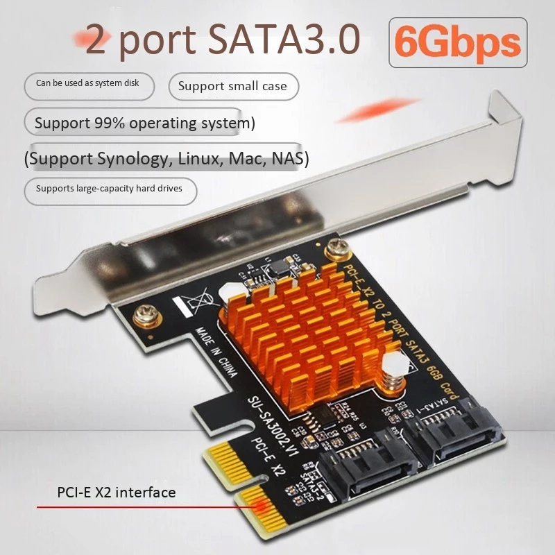 

Pci-E to Sata 3.0 Expansion Card 6G Sata 3.0 Interface Hard Disk Expansion Card Interface Adapter Card