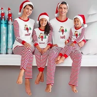 2021 family christmas striped family pajamas 2021 xmas clothes adult kids home clothes full sleeve suit
